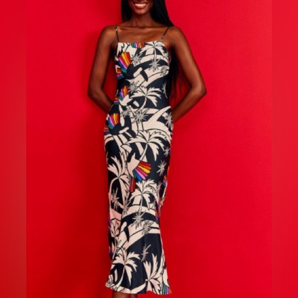Farm Rio Toucans Wave Lenzing Ecovero Viscose sleevless midi dress - Size M